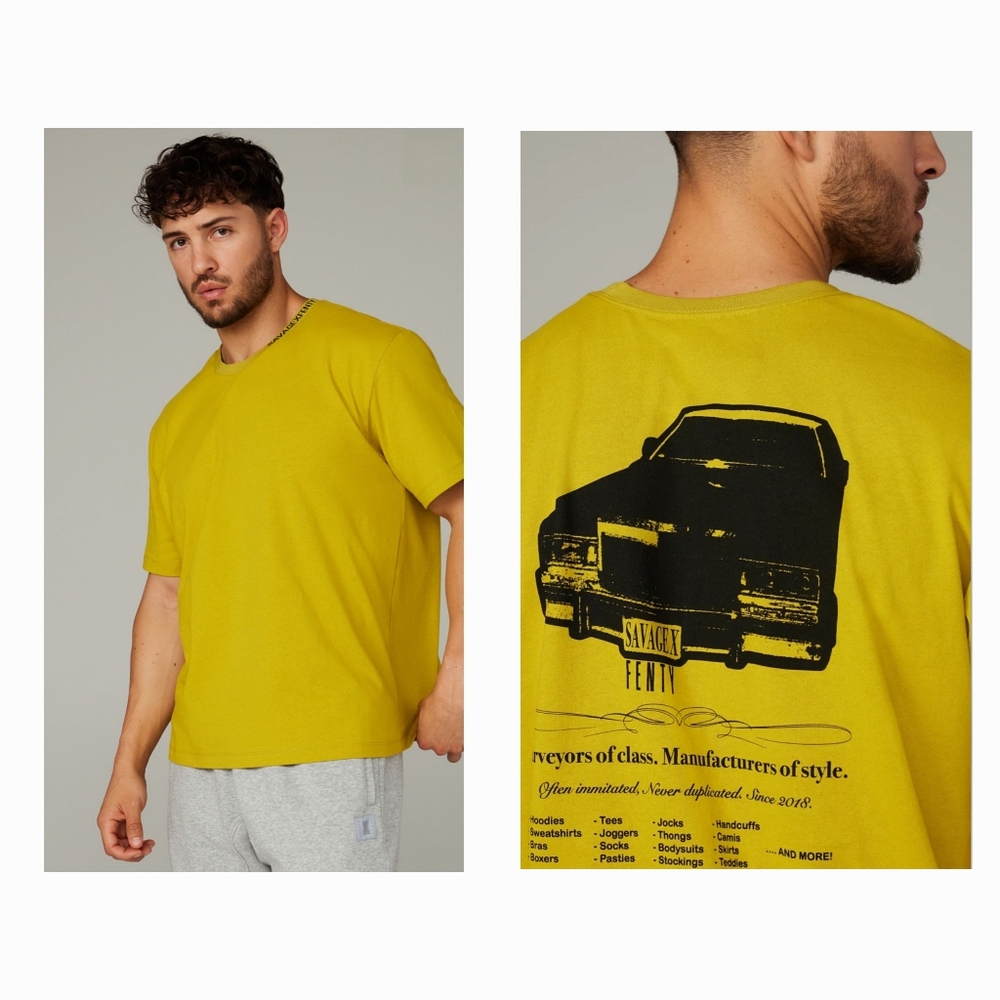 Savage X Fenty Grille Graphic Tee Sweet Olive Yellow Men’s Large Cotton